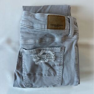 American Eagle Outfitters Men's Light Gray Distressed Jeans